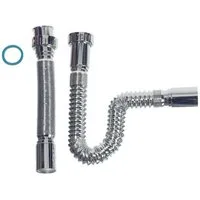 Sanixa Siphon Universal-Abflusssiphon flex 1 1/4" Zoll auf 32 mm Chrom, (Abfluss Rohr Kunststoff), Siphon Küche Spüle Bad Waschbecken Ablauf flexibel