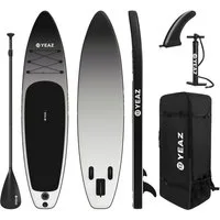 YEAZ Inflatable SUP-Board BLACK SANDS BEACH - EXOTRACE PRO - SET SUP Board, Inflatable SUP Board, (Set), inkl. Zubehör wie Paddel, Handpumpe und Rucksack