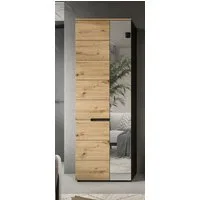 xonox.home Kleiderschrank Garderobenschrank Canu, grau / Artisan Eiche Spiegeltür