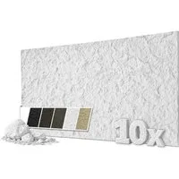 Hexim 3D Wandpaneel, (Steinoptik 10 Stück 120x60cm – Felswand PU Wandverkleidung, Täuschend echte Bruchstein 3D Paneele für Wohnzimmer – 2cm starke Stone Steinplatte weiß (7,2m² White)