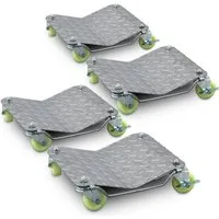 Bituxx Rangierwagenheber Rangierhilfe 680kg Silbern, Spar-Set, 4-tlg., MS-19002