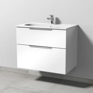 Sanipa 3way Waschtischunterbau zu Geberit Acanto Slim Waschtisch mit 2 Auszügen, Weiß-Glanz UF41178