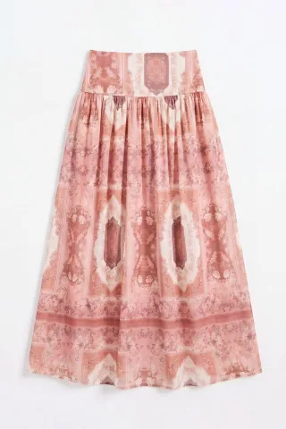 Musterter Hohe Taille Midi-Rock