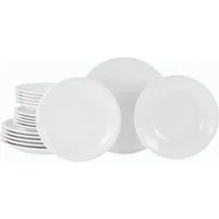 CreaTable Teller-Set Milano Weiss, Service 18-tlg. (18-tlg), 6 Personen, Porzellan, Teller Set, Daily Use, Minimalistischer Stil