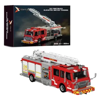 Xbert Brix 66148 US Ladder Fire Truck Elevated Water Towers City Fire Rescue Vehicle Building Block Assembly Kit 3033PCS