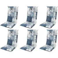 Gardissimo Hochlehnerauflage 6 er Set 2112 Gartenstuhl Auflagen Kissen Polster Hochlehner blau, (Spar-Set, 6 St., 6 Auflagen), für Hochlehner-Stühle UV-beständig inkl. Bindebänder und Haltebänder