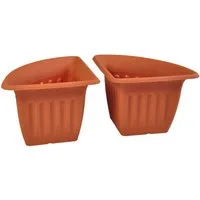 BURI Pflanzkübel Eck-Blumentopf 4er-Set Terrakotta Pflanztopf Blumenkübel Pflanzkübel P