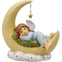 Goebel Engelfigur Schutzengel - Kuschelige Mondnacht, Weihnachtsdeko, Höhe ca. 11 cm (1 St), Sammlerfigur, Weihnachtsfigur, Dekofigur aus Biskuitporzellan