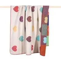 Wohndecke HONEY, PAD, Made in Europe, Wendefunktion, Patchwork Design, Motiv Herzen, 150x200