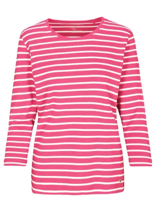 CLARINA - NOS Rdh.-Shirt,3/4 Arm, Ringel 415 pink-offwhite - Gr. - 46