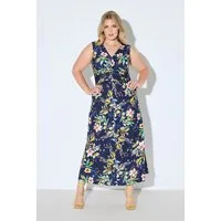 Ulla Popken Jerseykleid Jersey-Maxikleid Blütenmuster Drapierung