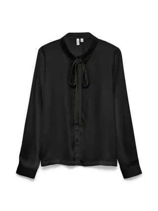 VERO MODA - VMGRETCHEN LS SHIRT WVN BTQ GA Black - Gr. - XL
