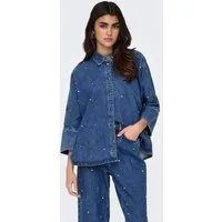 ONLY Jeansbluse ONLGRACE 3/4 RHINESTONE MB DNM SHIRTNOOS mit Strasssteinen