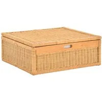 Krines Home Aufbewahrungskorb Großer Unterbett Schub aus Rattan 64x58x25cm / Unterbettkommode, mit Deckel, Bett Kasten Korb Kleider Aufbewahrung Box