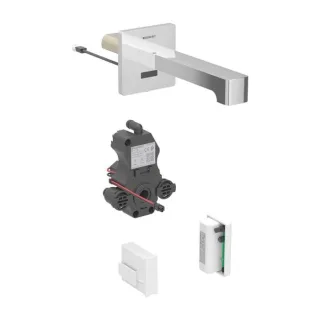 Geberit Brenta Infrarot-Waschtischarmatur 116275211 ohne Mischer, 17 cm, hochglanz-verchromt, Wandmontage, Generatorbetrieb, UP-Funktionsbox