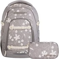 coocazoo Schulranzen Schulrucksack-Set MATE Vanilla Bloom 2-teilig (2-teilig), ergonomisch, Körpergröße: 135 - 180 cm, Easy-Grow-System