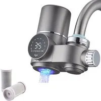 HOMELIVE Wasserhahnfilter Wasserhahn Wasserreiniger mit Wasserreiniger Filterelement 2er-Pack, Zubehör für Ein hochwertiger Wasserfilter für Wasserhähne und Küchenarmaturen., Wasserfilter Wasserhahn mit LED Anzeige