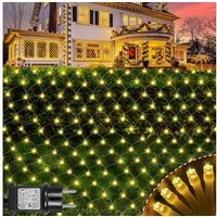 LMaxhome LED-Lichternetz Lichterkette Lichtervorhang Weihnachts Deko für Büsche Garten Zäune, 144-flammig, Mesh Lichterkette Netz mit 8 Modi Timer, 1,5x1,5m/2x2m/3x2m/6x4m