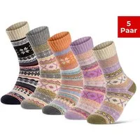 sockenkauf24 Thermosocken 5 Paar Wollsocken warme Wintersocken Damen & Herren Vollfrottee (5-Paar) mit Komfortbund