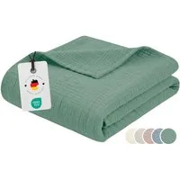 Wohndecke Musselin Decke 150 x 200 100% Baumwolle Kuscheldecke Tagesdecke Plaid, Carpe Sonno, Leichte Musselindecke für Sofa Couch Wohnzimmer Bett - Grün