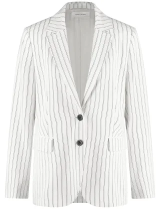 GERRY WEBER Collection - Modischer Blazer mit Nadelstreifen whisper white black stripe - Gr. - 44