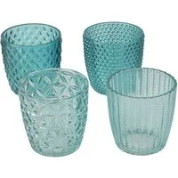 BOLTZE GRUPPE GmbH Teelichthalter Teelichthalter Marilu Glas lackiert türkis H.7 cm Ø.7 cm 4-teilig