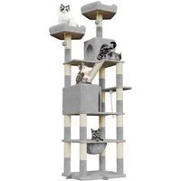 Dogat Kratzbaum Kratzbaum, Katzenbaum für große Katzen, mit Kletterturm 208cm, mehrstöckiger Katzenbaum, 208cm Höhe, XXL, mit Höhlen und Liegemulden