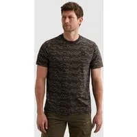 PME LEGEND Kurzarmshirt T-shirt RH slub jersey alloverprint gemustert, mit Logo-Badge