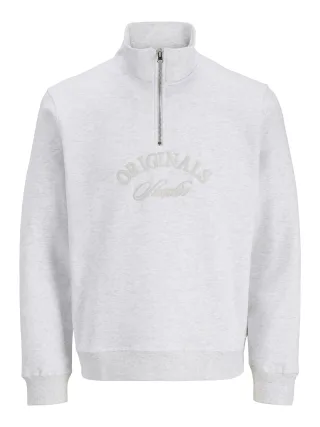 JACK&JONES - JORBLEECKER BRANDING SWEAT HIGH NECK BF Bright White - Gr. - M