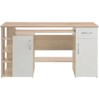 VOGL Möbelfabrik Schreibtisch Tim mit seitlich offenen Fächern & Tastaturauszug, Druckerablage, 1 Schublade, Breite 138 cm, Made in Germany
