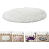 BTTO TEPP Teppich Fellteppich,Kunstfell,Weich, Hochflor Shaggy Teppiche,Runden, Rund, Durchmesser 90 cm, Wohnzimmer, Schlafzimmer, Esszimmer,Weich&Flauschig, Uni-Farben