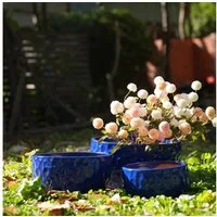 Rolipo Blumentopf groß Keramikpflanztopf-Set, handgemacht & atmungsaktiver Tonware (3 St., Gartendekoration), Ø 38/31/25cm, Rautenmuster, für Fensterbank & Regal & Zimmerpflanzen