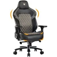 SeedWave Gaming-Stuhl 200kg Chefsessel Bürostuhl mit Rückenlehne bis 155°, 4D-Armlehnen, Bürostuhl mit Wippmechanik, Breite 63cm Flügel-Rückenlehne