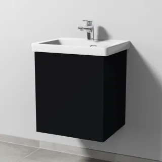 Sanipa 3way Waschtischunterbau zu Villeroy & Boch Subway 3.0 Waschtisch mit 1 Tür, Schwarz-Matt SF84408