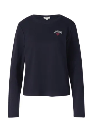 s.Oliver Red Label - Longsleeve mit Stickerei-Detail blau - Gr. - 36