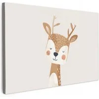 OneMillionCanvasses® Leinwandbild Hirsche - Tiere - Beige, Fotodruck (1 St), Kinder zimmer Deko, Mädchen und Jungen Bilder 30x20 cm