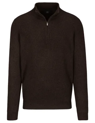 COMMANDER Finest Clothing - Zip Troyer Pullover, 1/1 Arm chocolate - Gr. - XL