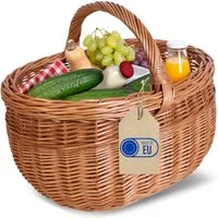 Creative Home Weidenkorb Picknickkorb Stoffeinlage Weidenkorb mit Henkel
