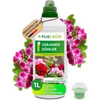 Purgrün Blumendünger Geraniendünger, NPK 5+7+8, Guano für leuchtende Blüten, 1L, Flüssigdünger, 1-St., 1 Liter