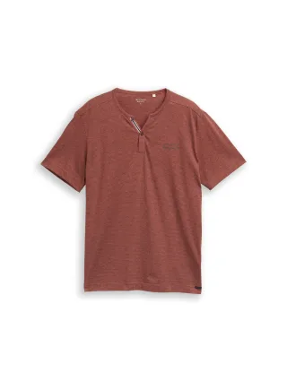 Tom Tailor - Henley T-Shirt mit feinem Streifenmuster orange tarmac grey fine stripe - Gr. - XL