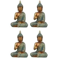 Geschenkestadl Buddhafigur Buddha Figuren 4er Set 14 cm – Zen Deko für Ruhe & Harmonie (Spar-Set, 4 St., 4 Buddhas je 14cm), elegante und beruhigende Optik mit Zen-Charakter