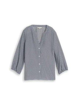Tom Tailor - Bluse mit Muster small blue brown dot print - Gr. - 44