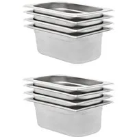vidaXL Thermobehälter Gastronormbehälter 8 Stk. GN 1/4 100 mm Edelstahl, Edelstahl