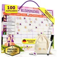Lilletå Lernspielzeug Belohnungstafel für Kinder – 95 Aufgaben & 350 Magnete, Magnetisches Belohnungssystem für Verantwortung & Selbstständigkeit