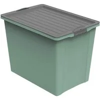 ROTHO Aufbewahrungsbox COMPACT stapelbare 70l Aufbewahrungskiste mit Deckel und Rollen (Aufbewahrungsset)