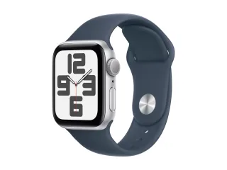 Apple Watch SE 2022 (GPS) 40mm silber mit Sportarmband S/M sturmblau | mre13 |