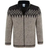 KIDKA Cardigan - Strickjacke für Damen / Herren - Farbe braun - aus rauer isländischer Wolle