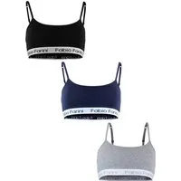 Fabio Farini Sport-BH Frauen Unterwäsche - Damen Sport-BH aus Baumwolle mit Strech-Anteil (Packung, 3-tlg) bügellos, mit Spaghettiträgern und Logo-Bund