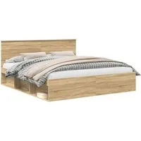 vidaXL Bett Bettrahmen mit Kopfteil Sonoma 200 x 200 cm Holzwerkstoff (1-tlg)
