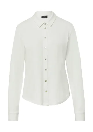 s.Oliver BLACK LABEL - Jerseybluse mit Perlmuttknöpfen weiß - Gr. - 34
